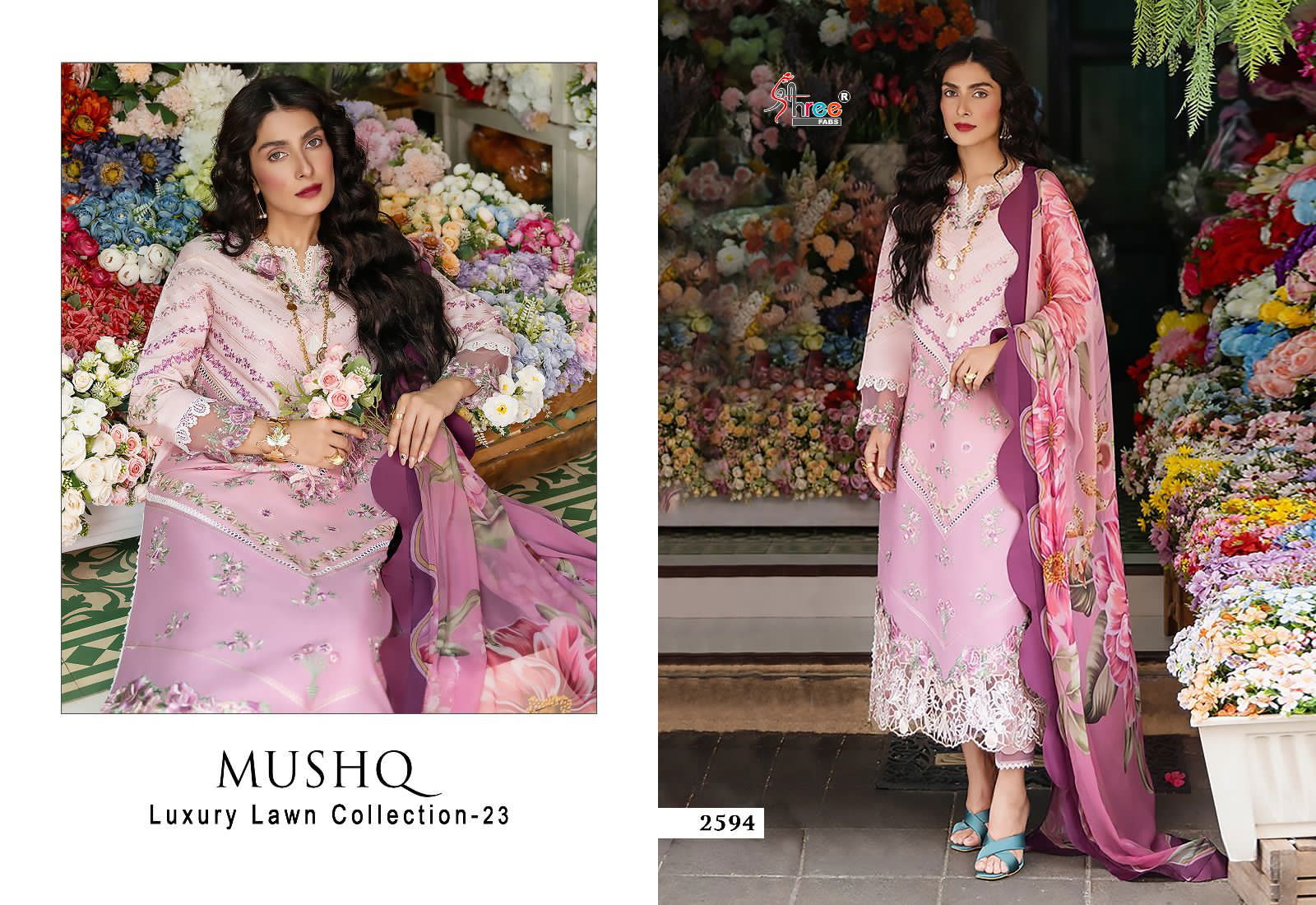 Mushq Luxury Lawn Collection 23 By Shree Pakistani Suits Catalog